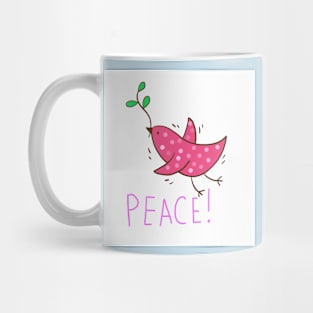 Illustration of dove , red bird . No war Mug